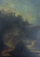 レオナルドダヴィンチのモナリザの背景を描いた絵画