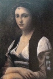 コローの真珠の女を描いた絵画