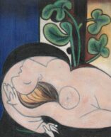 ピカソの「黒い椅子のl裸婦」を國井正人が模写した絵画